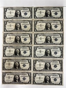 (12) 1957 $1 SILVER CERTIFICATES