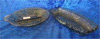 Avocado green mid century cut glass bowls