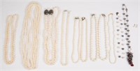 Lot of 11 Pearl Necklaces & Pr. of Pearl Earrings.