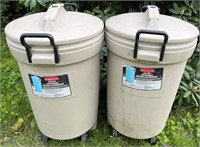 Lot of 2 Rubbermaid Bruiser Rolling Trash Cans