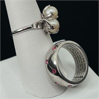 Cultured Pearl and Stainless Steel Band
