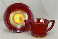 Chesterfield bowl & sugar bowl - red