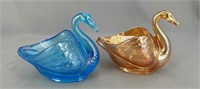 Pair of Swan salts - marigold & celeste blue