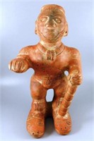 347/24  Vintage Maya/Aztec Clay Figure Holding Wal