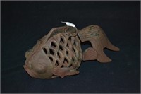 12" Vintage Cast Iron Fish w/ Tea Light Holder