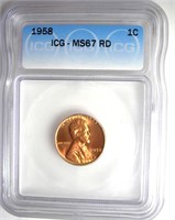 1958 Cent ICG MS67 RD LISTS $400