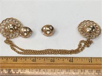 Vintage Earrigns and Chain Brooch Set