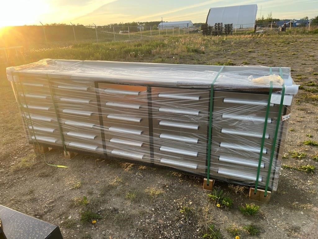 UNUSED 10' WORKBENCH, 30 DRAWERS