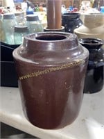 Brown stoneware jar