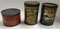 Coffee Tins by Phoenix, Vienna, and CW-bid 1x qty