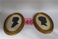 Pair Of Silhouettes Framed 1960's
