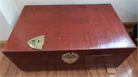 Wooden Chest (needs repair on hinge side)-Lock