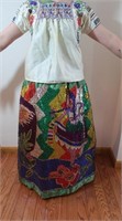 3 pc Authentic Mexican Dress-Sequined Skirt,