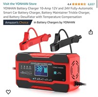YONHAN Battery Charger 10-Amp 12V and 24V