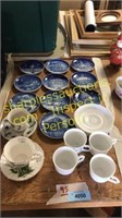 Christmas plates, tea cups/plates