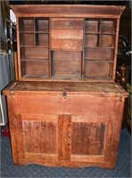 Primitive pine folding-top desk cabinet 21.5x41.5x