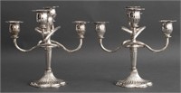 Silver Plate Five-Arm Candelabra, Pair