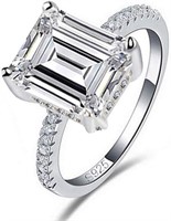 Dazzling Emerald Cut 5.34ct White Sapphire Ring