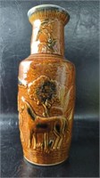 Vintage Ceramic Vase Made in Brazil w/ Horses &