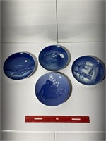 (4) 7" Blue Plates Royal Copenhagen Denmark