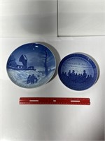(2) Blue Royal Copenhagen Denmark Plates
