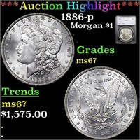 *Highlight* 1886-p Morgan $1 Graded ms67