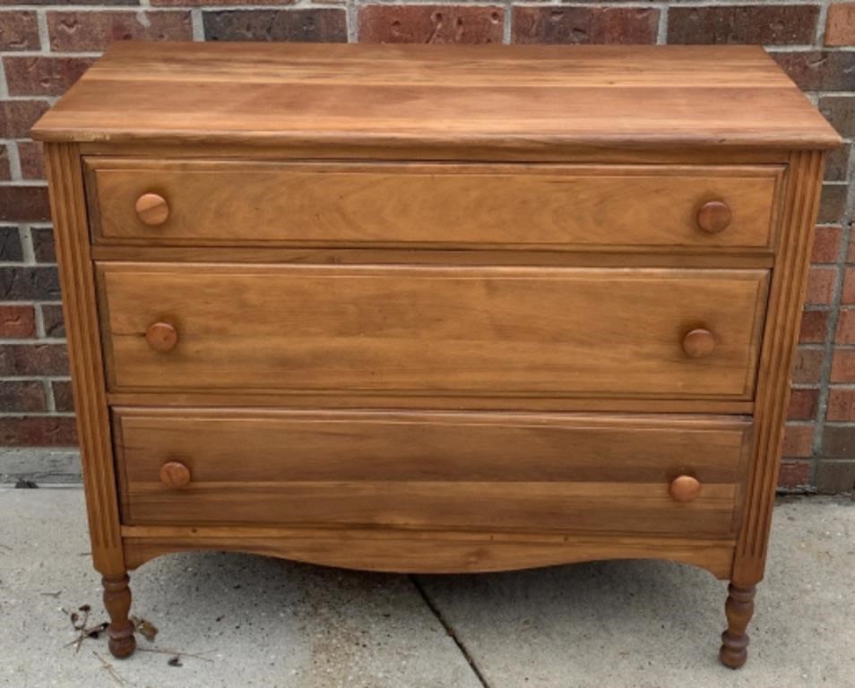 Antique Wooden Three Drawer Dresser