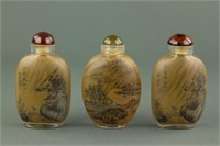 3 Pc Chinese Reverse Painted Peking Snuff Bottles