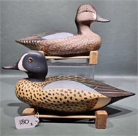 PAIR OF DON KITCHEN BLUE-WING TEAL DECOYS