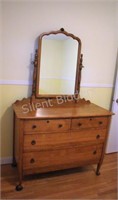 Colonial Swing Vanity Mirror Four Drawer Dresser