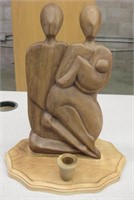 13.5" Tall Wood Carved Man, Woman & Child