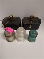 Vintage Handlan Oil Lamps and Insulators