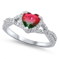 Heart Cut 2.10 ct Watermelon Tourmaline Ring