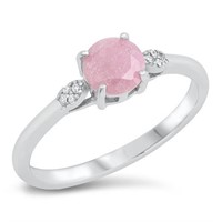 Round Cut 1.40ct Milky Pink Topaz Ring