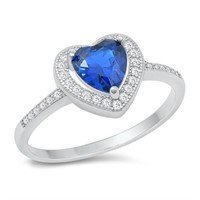 Heart Cut 2.44ct Blue Sapphire & Topaz Ring