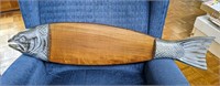 Salmon Metal and Wood Serving Board