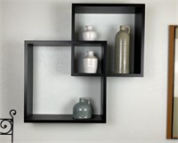 Black Wall Shelf with Pottery Jugs