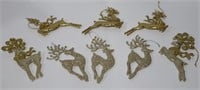 Vintage Gold Sparkle Reindeer Christmas Ornaments