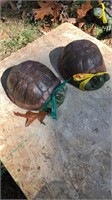 Pair of concrete turtles, 8” long