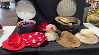 2 Hat Boxes and various  Hats