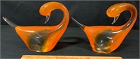 NEAT MID CENTURY ART GLASS SWANS