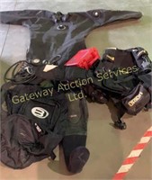 Scuba Diving Gear: Dry Suit, Flippers, Snorkel,