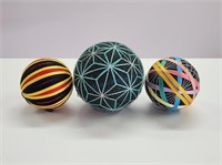 3 Japanese Temari Ball Ornaments