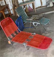 2 retro lounge chairs, kids folding table, tv tray