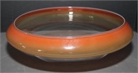 Hand blown bowl - orange to clear - signed by