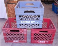 3 dairy crates: Hiland - Zarda - Prairie Farms