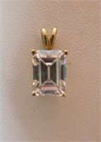 14kt Emerald Cut Gemstone Pendant