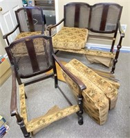 Antique Cane Back Upholstered Furniture - England