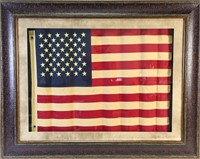 FRAMED EMBROIDERED & STITCHED WAVY AMERICAN FLAG