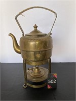 Kettle with Brass Lid & Rattan Handle & Warmer